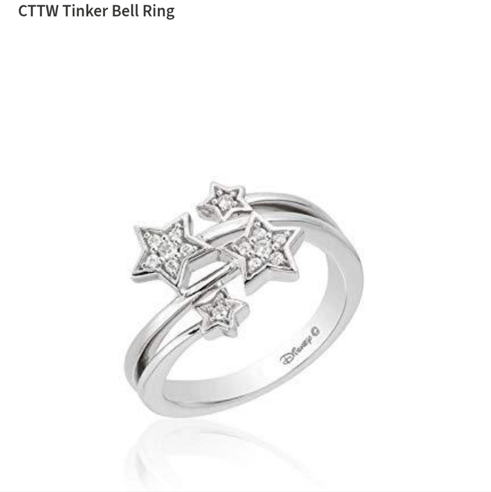Disney Enchanted Sterling Silver Tinkerbell Diamond Star Ring